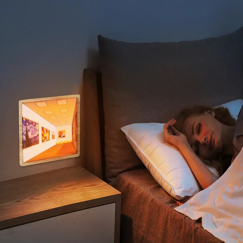 3D wall lamp optical art LED night light ABS ambient painting style gallery decor