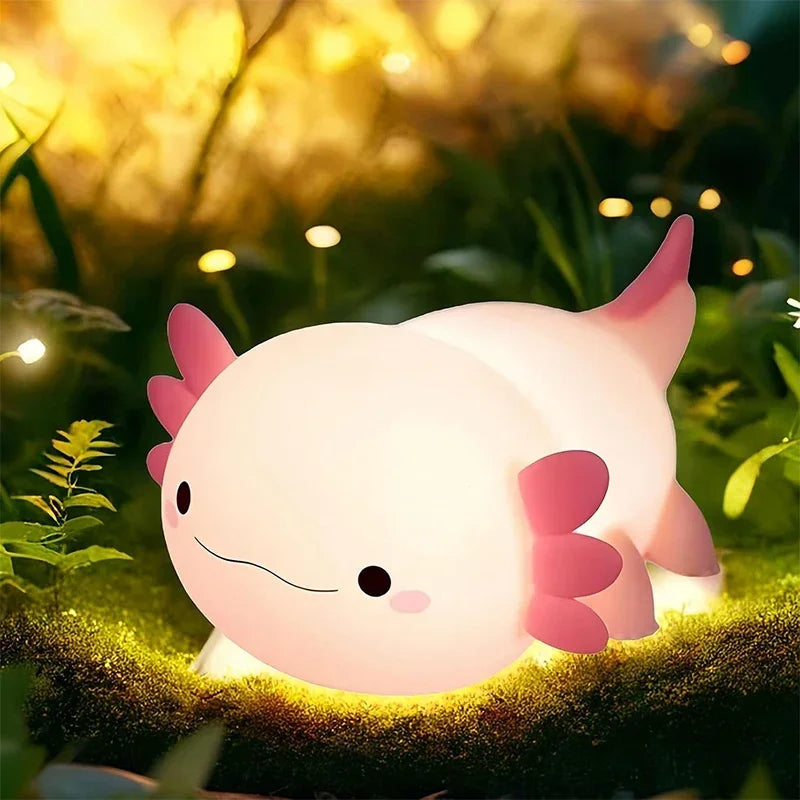 Silicone night light axolotl kids touch lamp, USB rechargeable