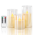 LED flameless candles set of 3 with remote control, flickering light for weddings and home decor