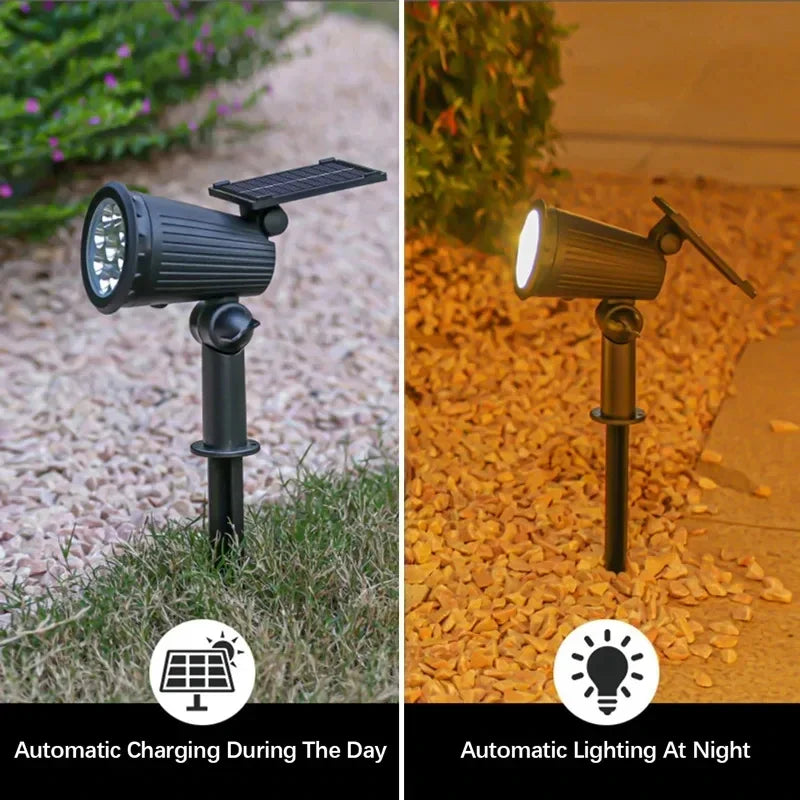 Solar path lights outdoor 9 LED spotlights IP65 waterproof brightness adjustable garden driveway