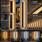 Linear Outdoor Wall Light | LED Strip, IP65, Matte Black
