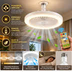 DC Ceiling Fan with LED Light | Remote Control, Dimmable | E27 Base, Modern