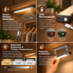 Motion Sensor LED Cabinet Light | Rechargeable, Dimmable, Magnetic Mount