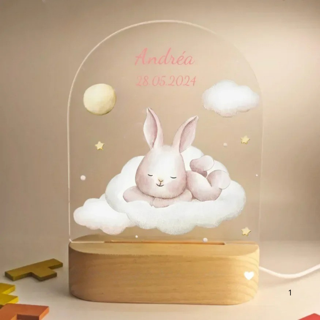 Personalised night light for kids with engraved name, animal design and soft LED glow