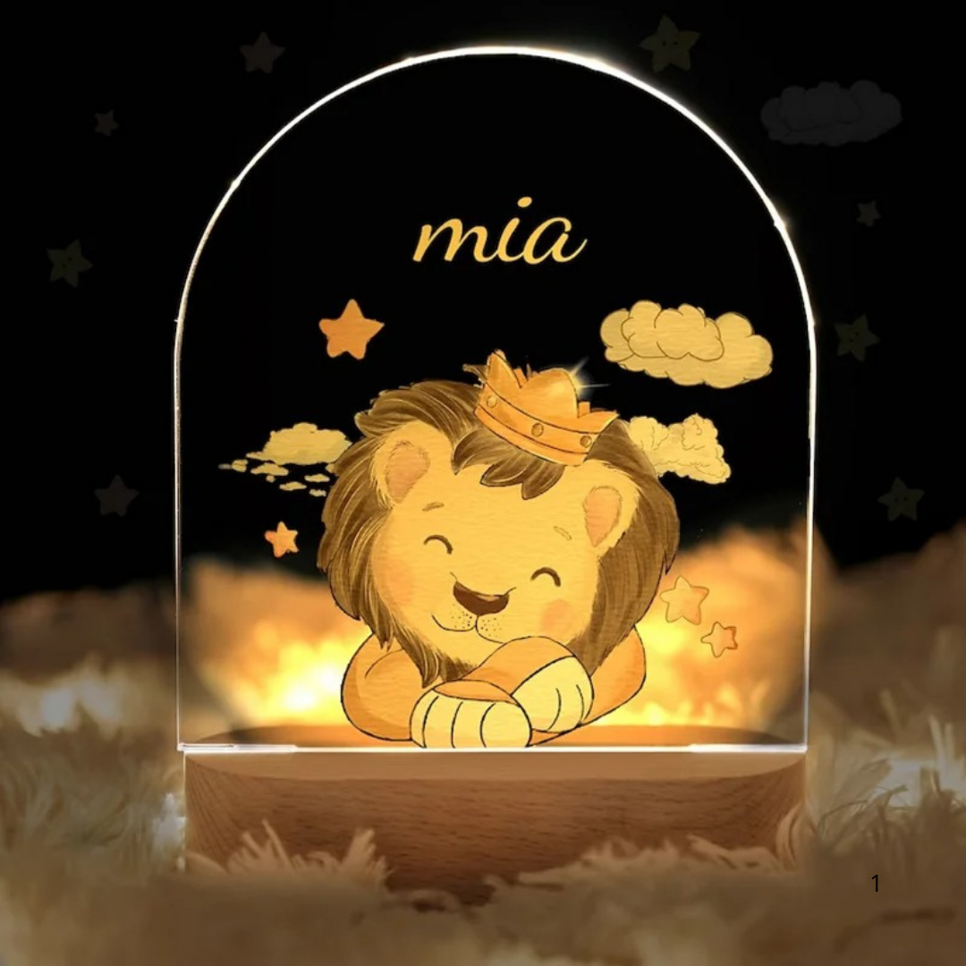 Personalised night light for kids with engraved name, animal design and soft LED glow