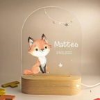 Personalised night light for kids with engraved name, animal design and soft LED glow