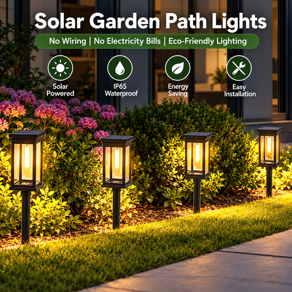 Solar Path Lights | Outdoor Garden Stake Lights | Waterproof LED Lighting