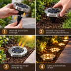 Solarne lampy ogrodowe wbijane w ziemię | lampy LED do ogrodu, na podjazd i taras | odporne na warunki atmosferyczne IP65