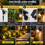 Solar Path Lights Outdoor | 9 LED Spotlights, IP65 Waterproof, Brightness Adjustable