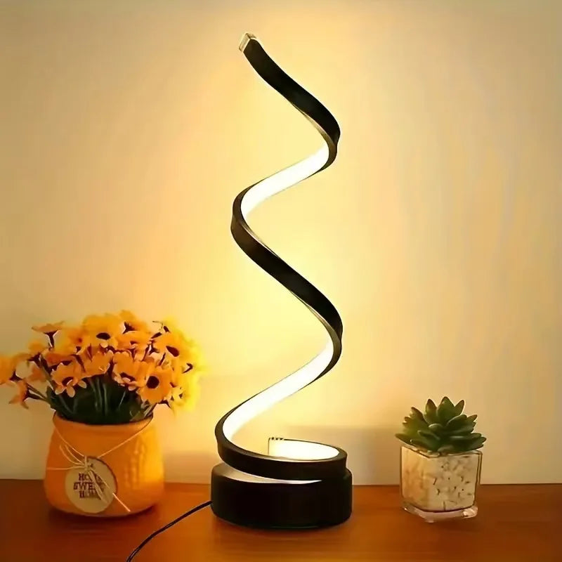 Modern LED Spiral Table Lamp - 3-Color Adjustable - Dimmable
