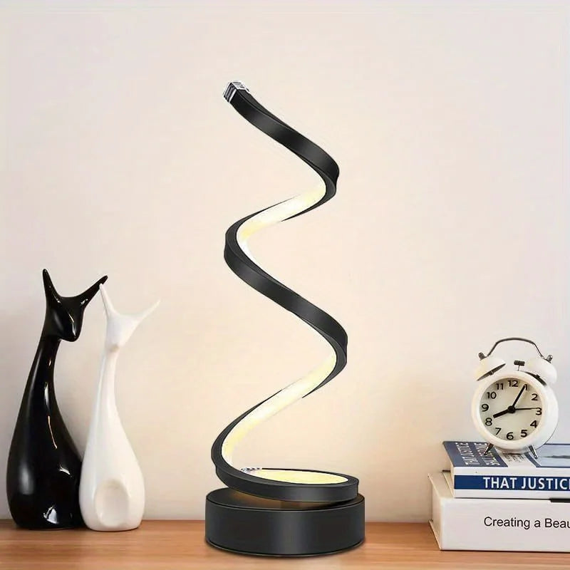 Modern LED Spiral Table Lamp - 3-Color Adjustable - Dimmable
