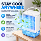 Evaporative Coolers Mini Air Cooler, White, Water Tank, LED