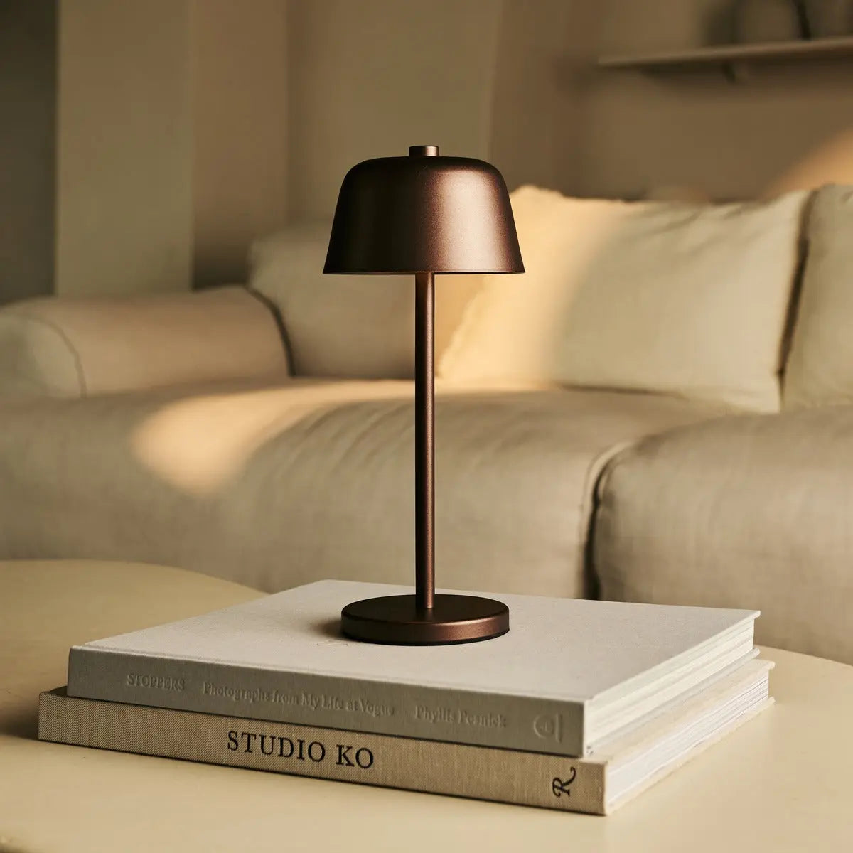 Iris | Rechargeable Table Lamps Set | 4x Cordless + Charging Station | Espresso Brown