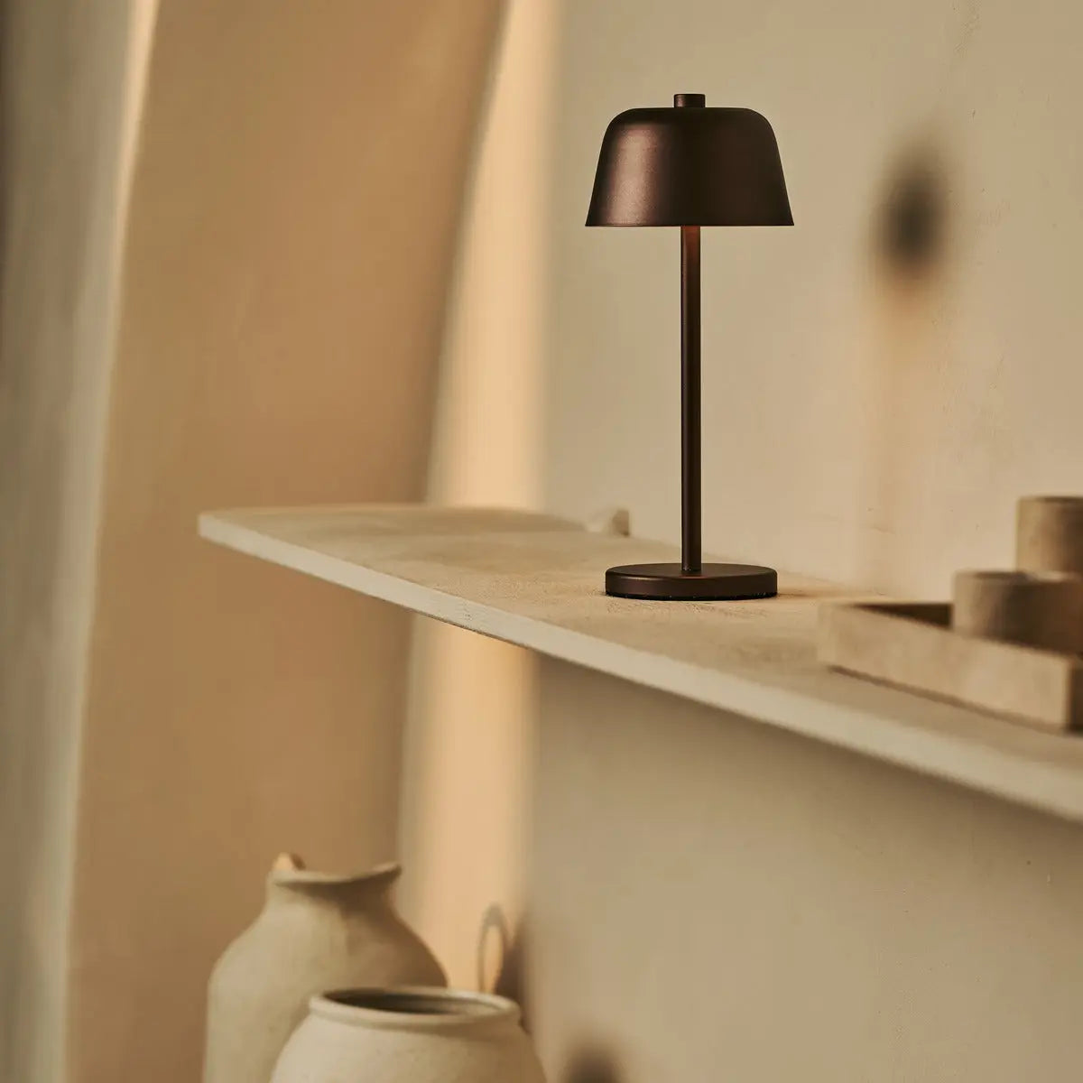 Iris | Rechargeable Table Lamps Set | 4x Cordless + Charging Station | Espresso Brown