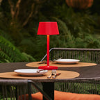 Rechargeable table lamps set 4x berry red with magnetic charging station, cordless dimmable