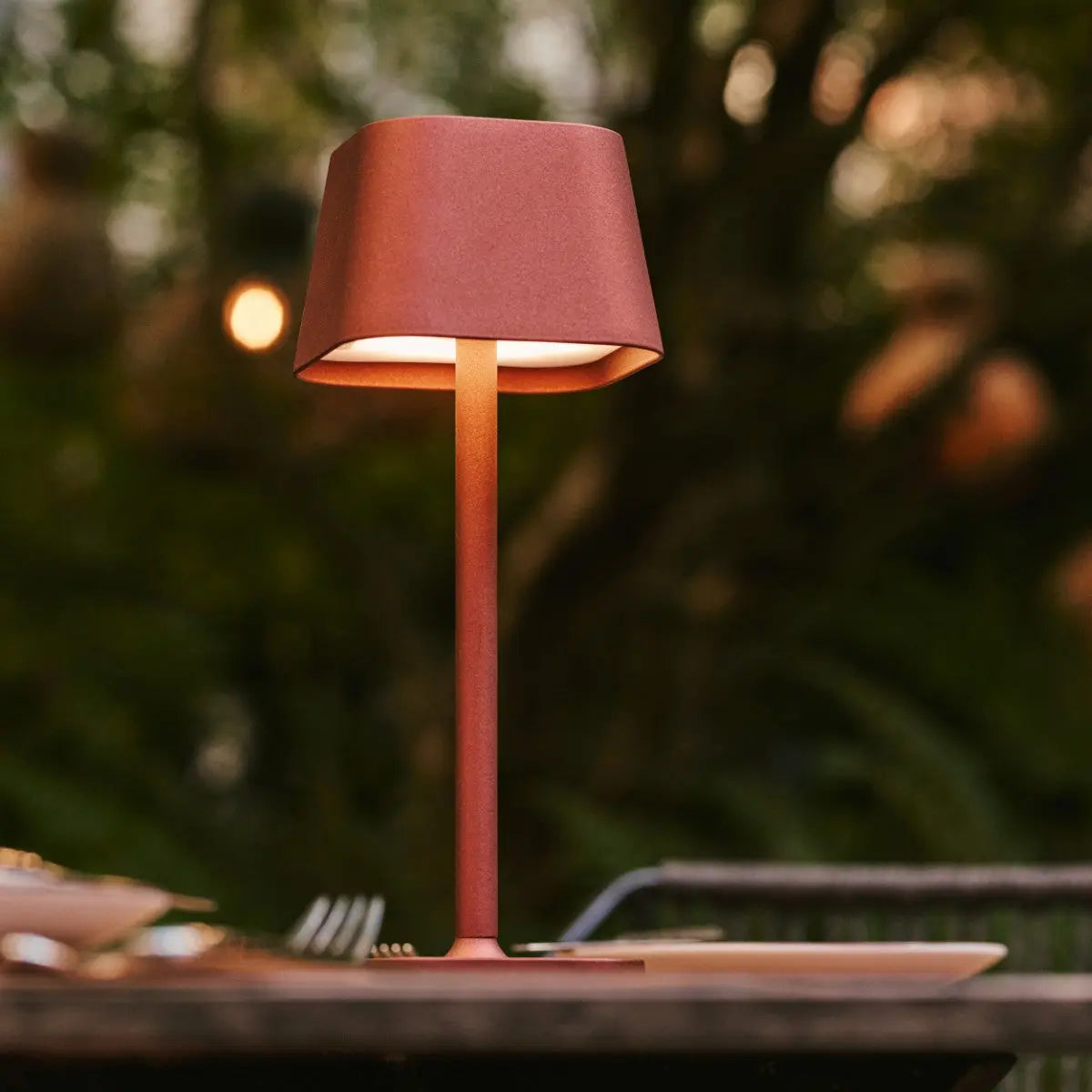 Rechargeable table lamps set 4x bronze cordless with magnetic charging station and touch dimmer