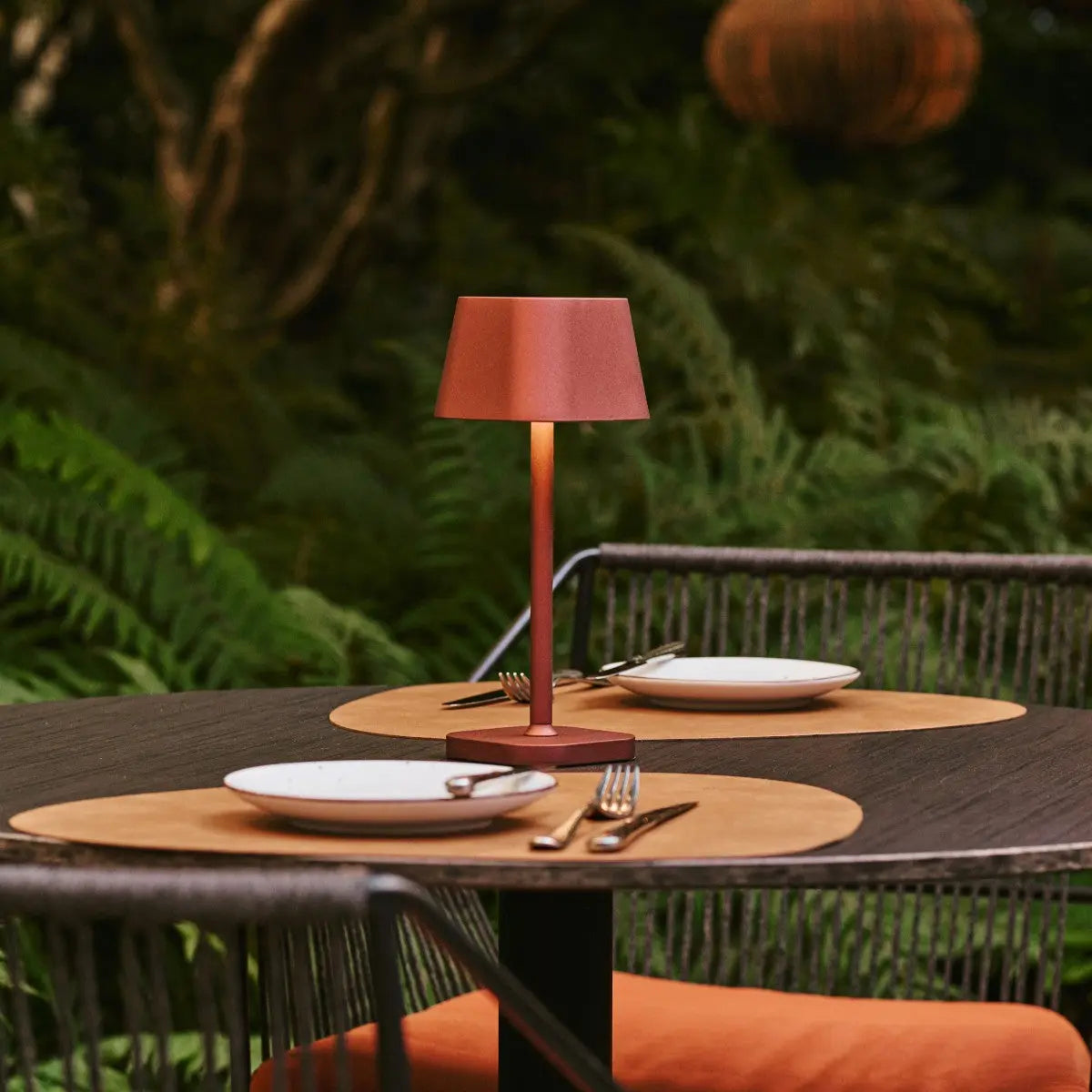 Rechargeable table lamps set 4x bronze cordless with magnetic charging station and touch dimmer