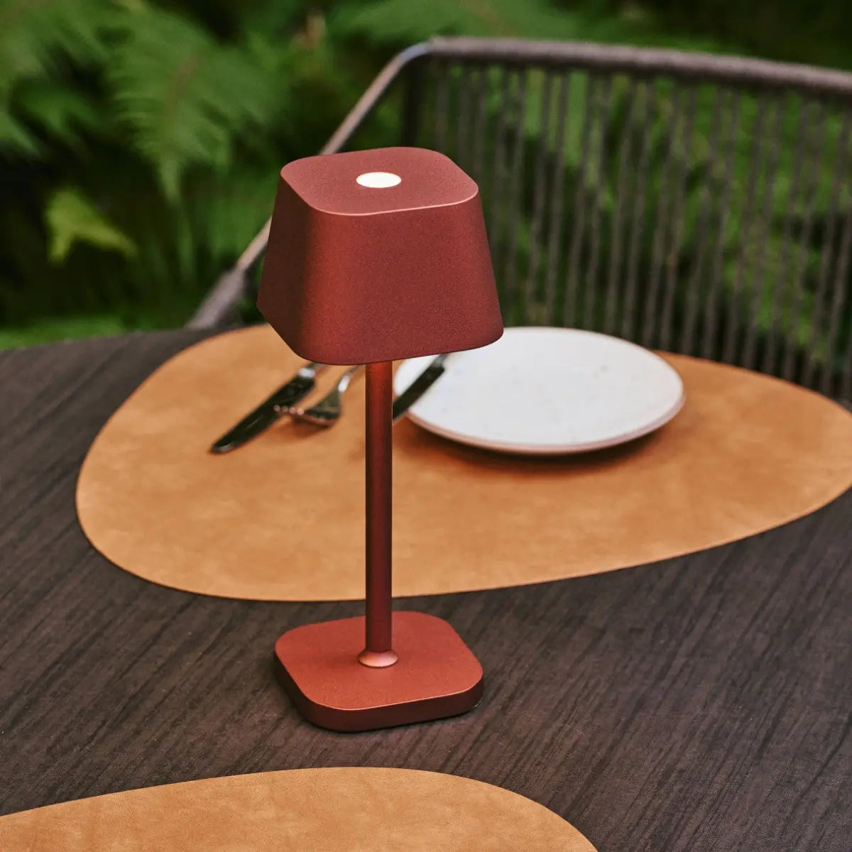 Rechargeable table lamps set 4x bronze cordless with magnetic charging station and touch dimmer