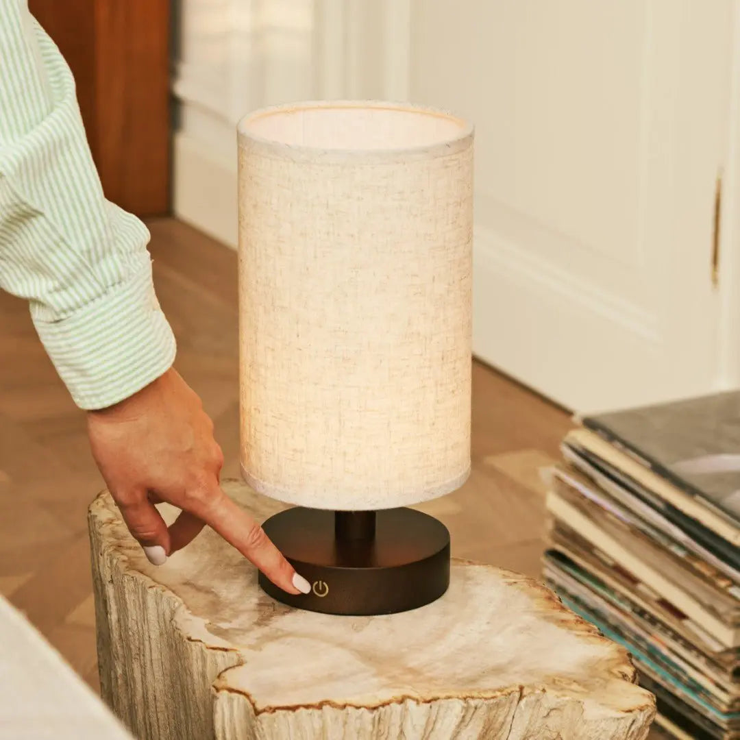 Rechargeable Table Lamp | Cordless Wooden, Dark Brown, Dimmable