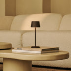 Rechargeable cordless table lamp mocha brown, dimmable with 3 light modes, IP54 metal