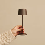 Rechargeable cordless table lamp mocha brown, dimmable with 3 light modes, IP54 metal