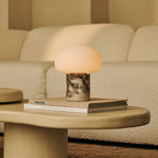 Wynne | Rechargeable Table Lamp | Calacatta Viola Marble, Cordless, Dimmable | White