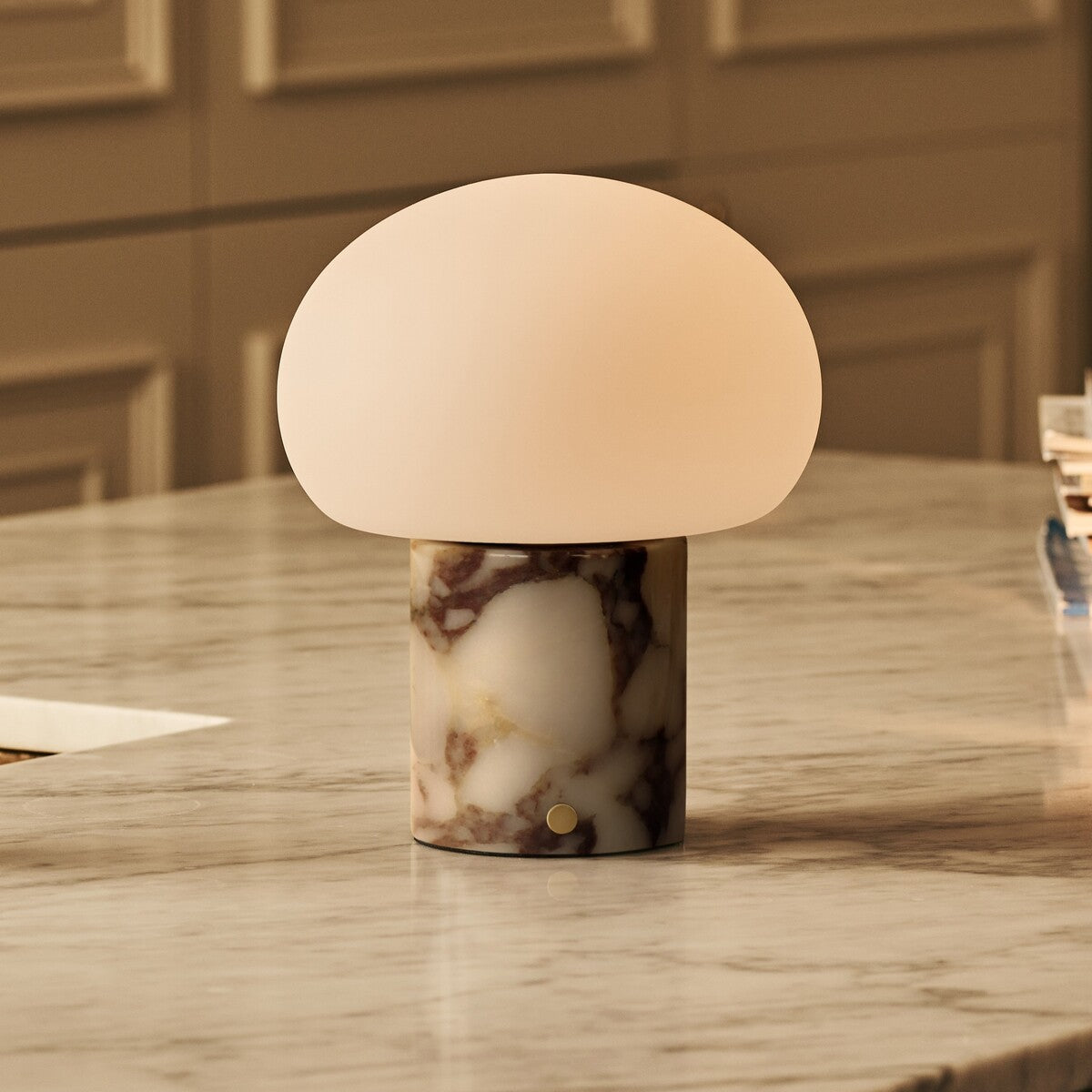 Wynne | Rechargeable Table Lamp | Calacatta Viola Marble, Cordless, Dimmable | White