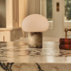 Wynne | Rechargeable Table Lamp | Calacatta Viola Marble, Cordless, Dimmable | White