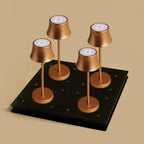 Rechargeable copper table lamps set of 4 with wireless charging station, touch dimming