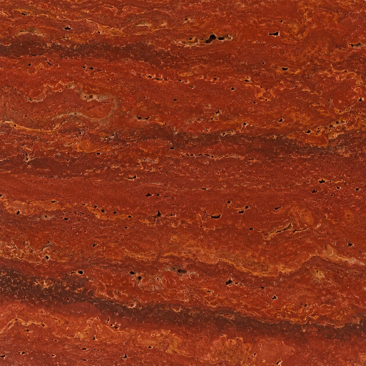 Rechargeable table lamp red travertine cordless dimmable, natural stone base 18cm