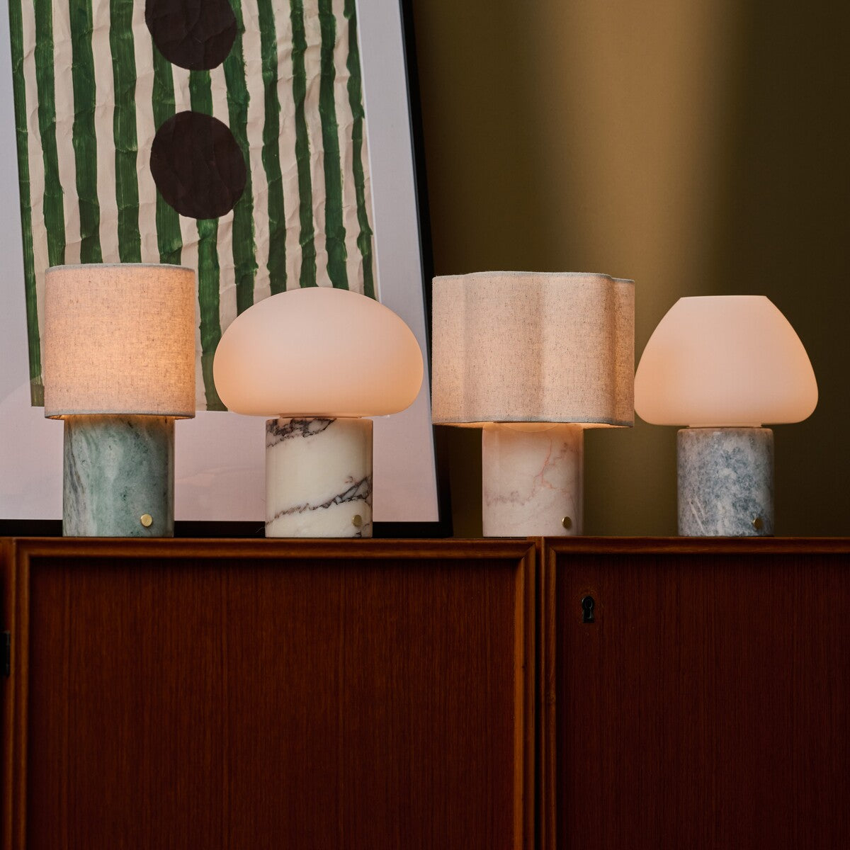 Rechargeable marble table lamp cordless dimmable modular design with USB-C charging