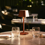 Rechargeable table lamps set 4x bronze cordless with magnetic charging station and touch dimmer