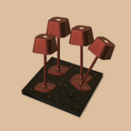 Rechargeable table lamps set 4x bronze cordless with magnetic charging station and touch dimmer