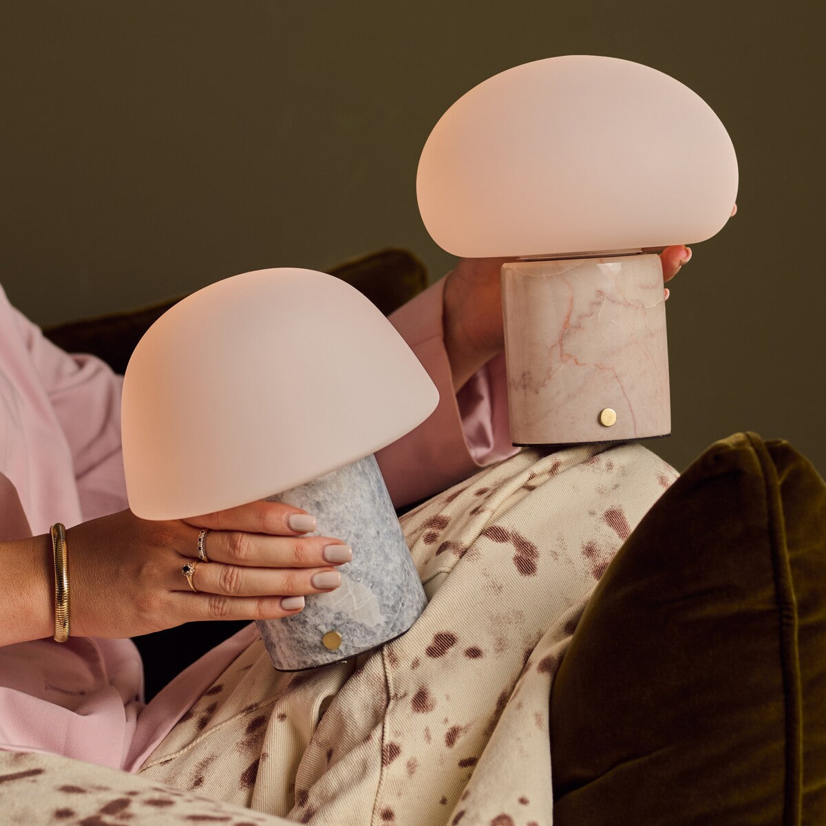 Rechargeable marble table lamp cordless dimmable modular design with USB-C charging