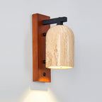Travertine Wall Light | Stone & Wood, Indoor Sconce