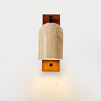 Travertine Wall Light | Stone & Wood, Indoor Sconce