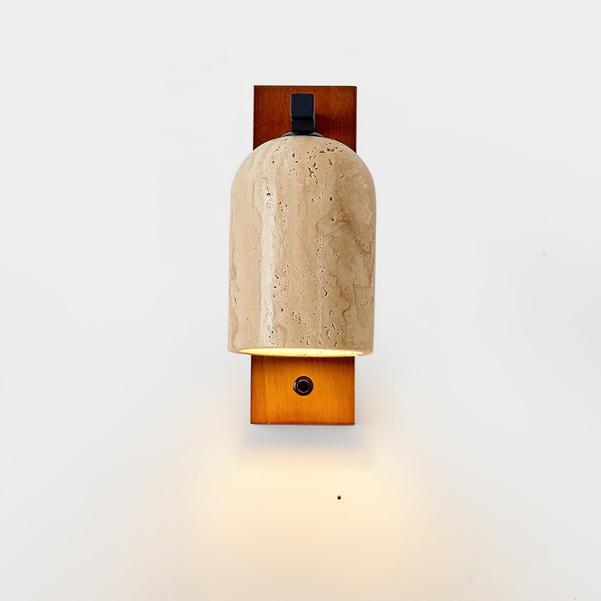 Travertine Wall Light | Stone & Wood, Indoor Sconce