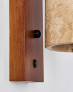 Travertine Wall Light | Stone & Wood, Indoor Sconce