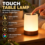 Touch Table Lamp | Rechargeable, Dimmable LED, Wood