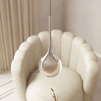 Pendant Lamp Chrome Metal, Glass Globe, Dining Table