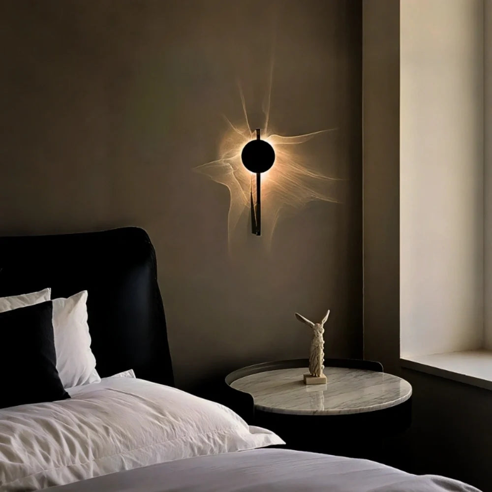 Wall sconce with ripple light effect, 180° rotatable, aluminum warm white, modern minimalist