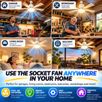 Socket Fan Ceiling Fan with Light | LED, Remote Control, E27/B22