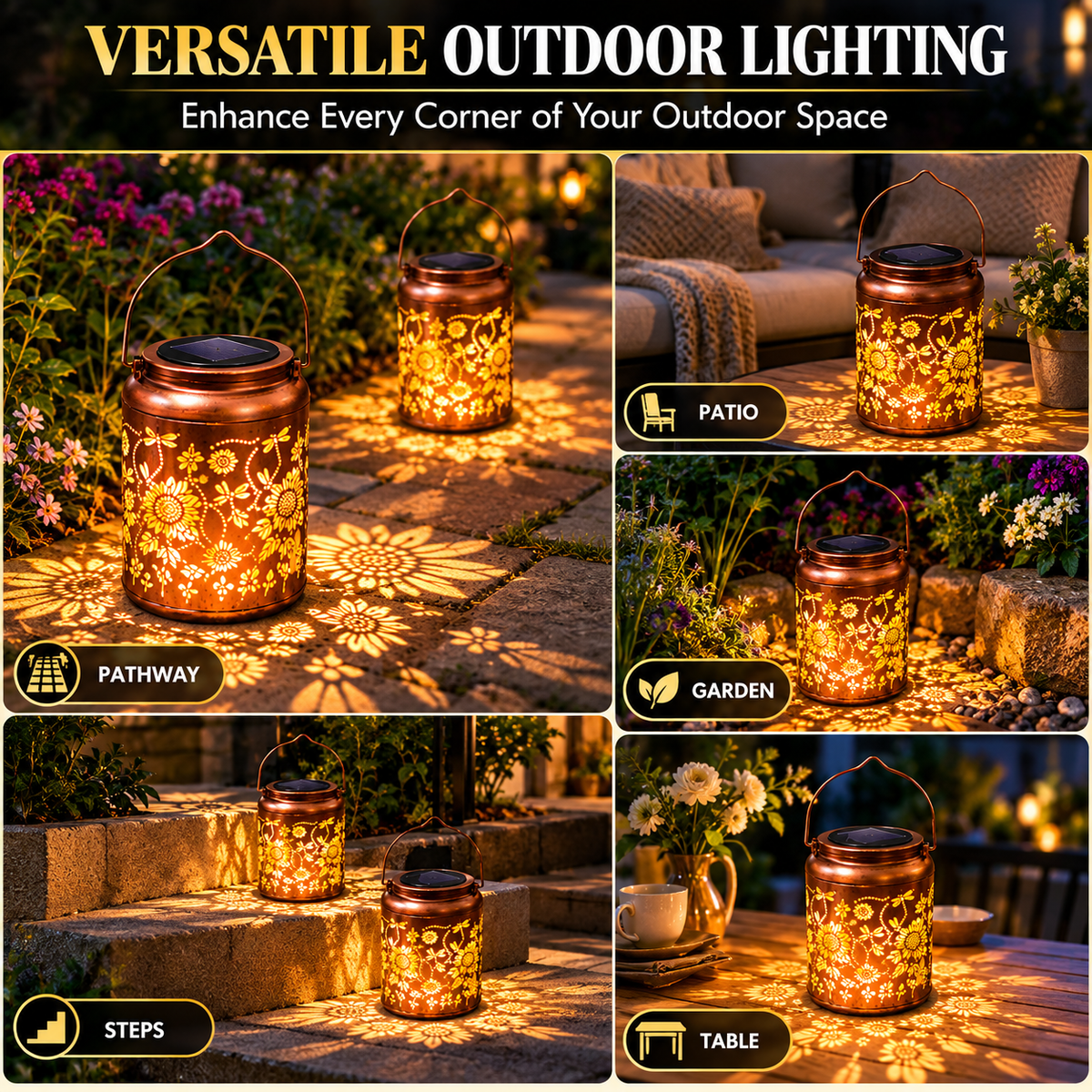 Solar Path Lights, Sunflower LED Garden Outdoor Waterproof