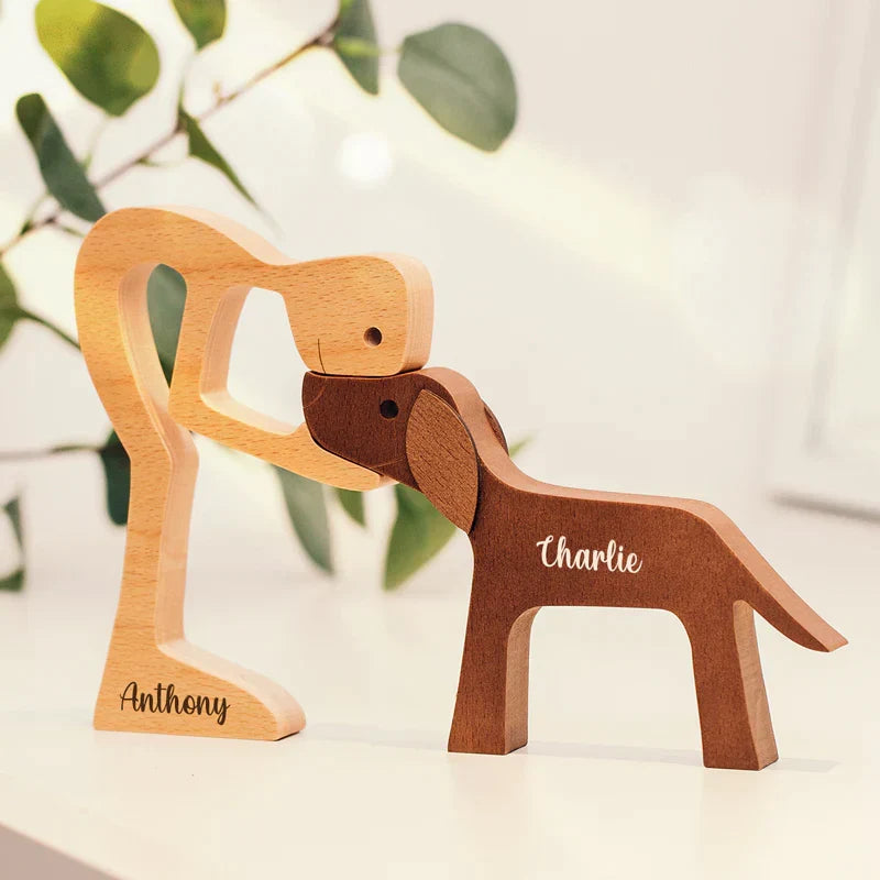 Wooden pet figurine personalized dog or cat, solid wood