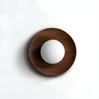 Nordic wood wall light with globe shade, LED G9, bedroom and hallway