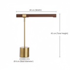 Desk lamp walnut and brass T-bar, 3-colour dimmable LED, 45cm minimalist