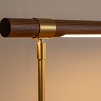 Desk lamp walnut and brass T-bar, 3-colour dimmable LED, 45cm minimalist