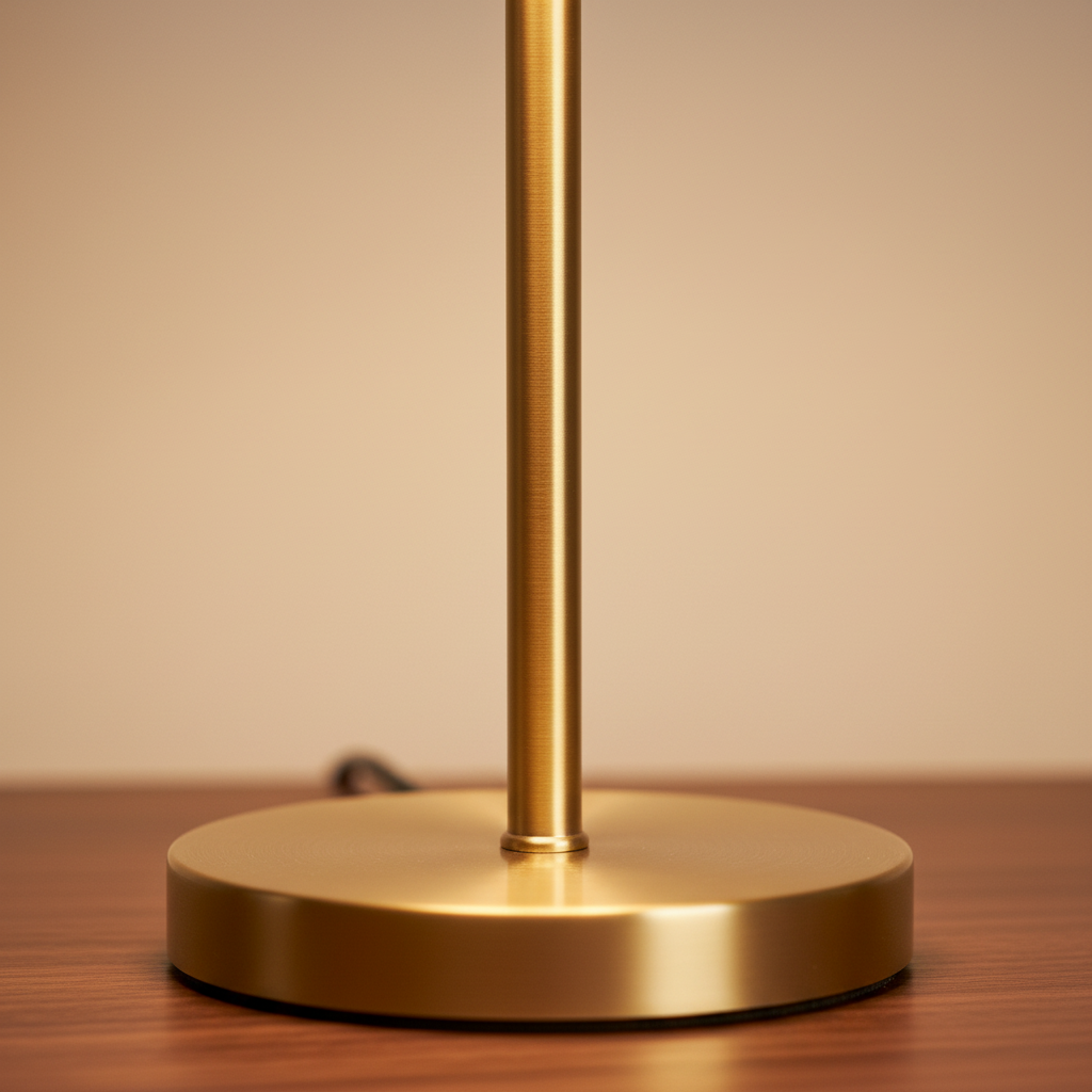 Desk lamp walnut and brass T-bar, 3-colour dimmable LED, 45cm minimalist