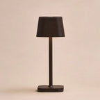 Rechargeable table lamp brown metal, cordless and dimmable oval design
