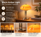 Mushroom Table Lamp | 12W LED Bedside Light, Amber Glow